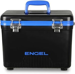 ENGEL UC13 13qt Leak-Proof, Air Tight, Drybox Cooler and Small Hard Shell Lunchbox for Men and Women in Black with Blue Interior