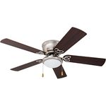 Prominence Home Benton, 52 Inch Traditional Flush Mount Indoor LED Ceiling Fan with Light, Pull Chains, Dual Finish Blades, Reversible Motor - 51428-01 (Brushed Nickel)