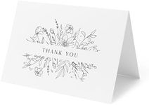 ThreeKin Floral Thank You Cards with Envelopes, 25 Folded 3.5 x 5" Blank Cards for Weddings, Baby Showers, Small Business, Holidays, Elegant Stationery for All Occasions, Heavyweight Matte Cardstock