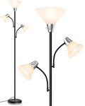 LEPOWER Floor Lamp, 9W LED Standing Lamp with 5W Adjustable Reading Lights, Modern Bright Floor Lamp with Replaceable 3000K Energy-Saving LED Bulbs, Black Floor Lamps for Living Room, Bedroom, Office