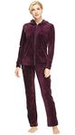 Dolcevida Women's Velour Tracksuits 2 Piece Outfits Hoodie & Sweatpants Sweatsuit Set (Full Zip Top- Wine, M)