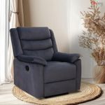 Injoy 0121M | Single Seater Recliner Sofa | 3 Modes of Comfort | Manual Recliner | Cushion Armrest | Living Room Recliner | 1-Year Manufacturer Warranty | Colour- Dark Grey Fabric | Assembly- DIY