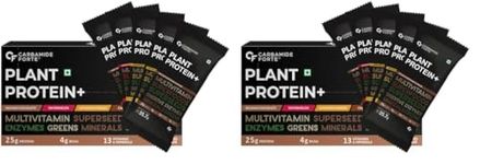 Carbamide Forte Plant Protein Powder - Plant Based Protein Powder with Multivitamin, Minerals, Superfoods, Pea Protein, Digestive Enzymes | 5 Flavors Protein Powder - Pack Of 40