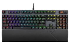 ASUS ROG Strix Scope II Gaming Keyboard, pre-lubed ROG NX Snow Linear Mechanical switches, Sound-dampening Foam, PBT doubleshot keycaps, Streaming hotkeys, Multi-Function Controls, Wrist Rest