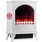 KAMINIO Electric Fireplace LENI - Electrical Stove with Heater, 3D Flame Effect (White)