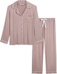 Joyaria Women Bamboo Super Soft Comfy Long Sleeve Button Down Pajama Sets Blushing Pink