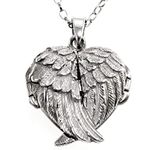 Alexander Castle Angel Wings 925 Sterling Silver Locket Necklace for Women - Girls 2 Photo Locket - 25mm x 25mm Locket with 18" Silver Chain & Jewellery Gift Box