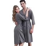 Unisex Waffle Bathrobe Dressing Gown with Pockets Belt Poly Robe Lightweight Thin Dressing Gown Housecoat for Home Travel Swim Bath Spa Dressing Gowns for Women Men Height 170-180CM and Weight 75-90KG