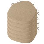 OVOV Chair Cushions for Dining Chairs Set of 6 Windsor Seat Cushion for Kitchen Room Thick Textured Kitchen Seat Pads with Ties and Non-Slip Bottom(16x15 Inch Beige)