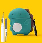 Cute Case for Airpod 2nd 1st Generation Case, Funny 3D Cartoon Kawaii Cool Airpods Cases Cover Skin with Cleaning Kit & Keychain for Apple Air pod Gen 2 & 1 for Boys Girls Kids Teen, Little-Dinosaur