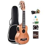 Solid Mahogany Top & Back - Caramel CS419 Soprano Acoustic & Electric Ukulele with Full Set Accessories