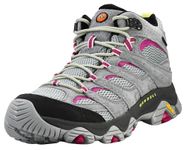 Merrell Women's Moab 3 Mid Waterproof Hiking Boots, New Monument/Fuchsia, 9