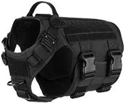 ICEFANG Tactical Dog Harness,Hook and Loop Panel,Dog MOLLE Vest with Handle,No Pulling Front Clip,6 x Buckle (M (Neck:16"-22" ; Chest:25"-31"), Black)