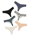 DEANGELMON Seamless Thongs for Women No Show Thong Underwear Women Comfortable Multiple Pack(6P8,L)