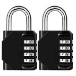 Mythco 2 Pack Combination Lock 4 Digit Outdoor Waterproof Padlock for School Gym Locker, Sports Locker, Fence, Toolbox, Gate, Case, Hasp Storage (Black)