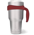 Tumbler Handle for YETI 30oz Rambler Cup, ALIENSX Anti Slip Travel Mug Grip Holder for Yeti Rambler, Ozark Trail, Rtic, Sic and More Tumbler Mugs (Wine Red)