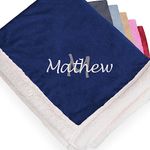 Personalized Sherpa Throw Blankets for Bed & Couch - 50"x60" Reversible Micro Mink and Faux Lambswool Sherpa Winter Blanket - Super Soft & Cozy Blanket for Men & Women - Navy