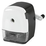 Dahle 133 Manual Standard and Oversized Pencil Sharpener - Adjustable Point, Shavings Cup, Mounting Clamp - for Home and Office Use - Black White