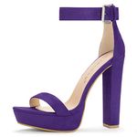 Allegra K Women's Platform High Heels Ankle Strap Chunky Purple Heelss Sandals 9 M US