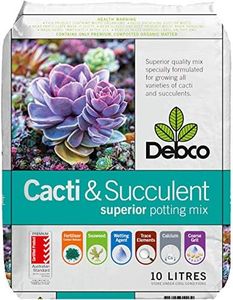 Debco Cacti & Succulent Potting Mix 10L - 6 Months Feed with Trace Elements - All Varieties of Cacti & Succulent - WasterSmart Technology - Stronger Root Development