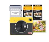 KODAK Mini Shot 3 Retro 4PASS 2-in-1 Instant Camera and Portable Photo Printer (7.6 x 7.6 cm) plus Package with 68 Sheets, Yellow