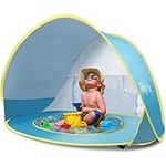 Glymnis Pop Up Baby Beach Tent with Pool Sun Shade Shelter for Kids Automatic Portable Lightweight UV Protection Tent for Beach Picnic Garden(Blue)