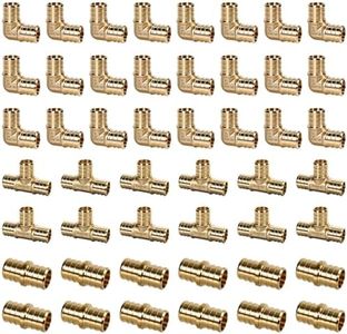 OURU 3/4 Inch PEX Fittings 48PCS Assortment, 24PCS 90 Degree Elbow, 12PCS Tee, 12PCS Couplings Pex Fittings Set, No Lead Brass Connectors, NSF UPC Certified, ASTM F1807