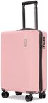 GinzaTravel Lightweight Suitcase ABS Hard Shell Case Suitcases with TSA Lock 4 Wheels Carry-on Hand Luggage for Travel, Pink, Extra Small(62cm 60L)