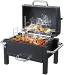 BBQCuker Portable Charcoal Grill, Tabletop Charcoal Grill, Small BBQ Grill with 2-layer Grates and Thermometer(100-800°F), Outdoor Charcoal Smoker for Camping, Picnic, Hiking, Beach and Travel