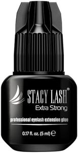STACY LASH Extra Strong Lash Extension Glue (0.17fl.oz / 5ml) / 0.5-1 Sec Dry/Retention – 8 Weeks/Black Adhesive/Professional Supplies for Eye Lash Extensions