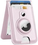 HiWe for Magsafe Wallet with Airtag Holder, Strongest Magnetic Wallet for iPhone 16/15/14/13/12 Series, 6 Cards Holder, Magnetic Phone Wallet, Leather RFID for iPhone Wallet, 3 Slots, Pink