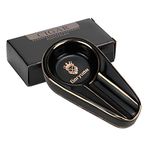 tlhaoa Cigar Ashtray Patio Single Ceramic Outdoor Ash Tray Cigars Portable Travel Porcelain Cigar Ashtrays Suitable for Gift Living Room Office Decoration (Black01)