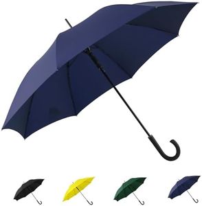 Large Stick Umbrella Windproof Automatic Open 50 Inch Umbrella with Hook Handle,Over Sized J Handle Umbrellas for Men and Women,Windproof Unbreakable Stick Rain Golf Umbrella. (Navy Blue)