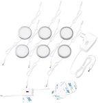 EShine Under Cabinet Puck Lights with Hand Wave Sensor – Circular LED Cabinet Lights – Dimmable – Pack of 6, Cool White (6000K)