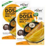 Millex Multi Millets Dosa Instant Mix,2 X 400g (Pack Of 2)| Organic Instant Breakfast |High Fibre & Protein Ready Mix| Easy & Ready to Cook| Natural & Healthy Quick Dosa| Any time Snacks| Low Fat| Easy & Ready to Cook |No Rice