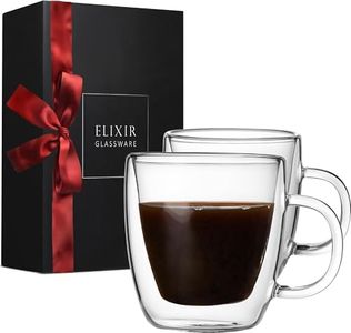 ELIXIR GLASSWARE Double Wall Insulated Glass Espresso Mugs - Modern Clear Glass Coffee Espresso Mug - 100% Borosilicate Glass Mug - 5.4 ounces (Set of 2)