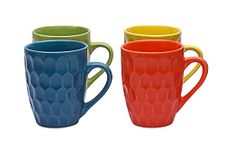 Anwaliya Crystal Ceramic Coffee Mug Set of 4 (280ml) Handcrafted Design Tea Cups Stackable, Chip Resistant, Large Serving Green Tea Cups, Fortuna (Color May Vary)