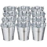 THE TWIDDLERS - Mini Serving Buckets - Premium Galvanized Metal Buckets for Snacks or Table Decorations - Ideal Chip Basket, 11 x 8 cm (24 Pack)