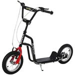 HOMCOM Teen Kids Stunt Scooter Children Kick Scooter Adjustable Handlebar 2 Brakes Ride On 12 Inch Rubber Tyres Black