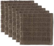 DII Basic Terry Collection Solid Windowpane Dishcloth Set, 12x12, Brown, 6 Count