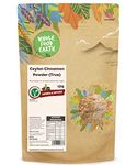 Wholefood Earth - Ceylon Cinnamon Powder (True) 125g - Raw - GMO Free - True Ceylon - Srilanka