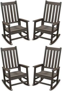 ACUEL Outdoor Rocking Chair Set of 4, HDPE Oversized Patio Rocking Chairs, Weather Resistant, 350lbs Heavy Duty Porch Rocker with High Back for Backyard, Fire Pit, Garden and Indoor (Dark Brown)