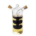 Yiyer 2-in-1 Oil & Vinegar Dispenser Cruet Bottle with Cork Stoppers, Clear Glass Kitchen Supplies, Gourd Shape