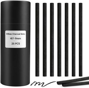 Dlicoda Willow Charcoal Sticks, Natural Willow Charcoal Pencils for Artists, Beginners, Students, Great for Sketching, Drawing, and Shading, Pack of 25 (7-9, Millimeters)