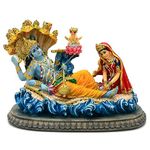 Hindu God Lord Vishnu Statue - 8.3”L Mahavishnu Figurine Divine Hindu Deity for Spiritual Worship Home Office Studio Hotel Decor Mandir Temple Altar Diwali Puja Item