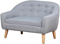 HOMCOM Children's Armchairs Kids Armchair Toddler Chair 2 Seater Wood Frame Mini Sofa for Bedroom Playroom Grey