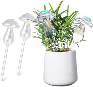 4 Pcs Plant Watering Globes, AnnuoYi Colorful Clear Mushrooms Water Bulbs, Rainbow Gradient Color Clear Mushroom Self Watering Spikes, Plant Watering Bulbs Devices for Indoor and Outdoor Plants