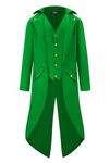 Men Steampunk Jacket Victorian Tailcoat Gothic Coat Costume Green Tailcoat Costume Adult The Riddle Cosplay Outfit S