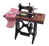 Cutemini Dollhouse Miniature Sewing Machine Accessories 1:12 Scale Doll House Retro Furniture Table Decor Vintage Tailor Treadle Vintage Decoration Life Scene Ornament (B)