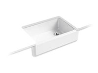 Kohler K-5827-0 Whitehaven Self-Trimming Under-Mount Single-Bowl Sink with Tall Apron, White